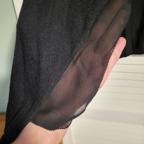 Women's Alfani 1X Soft Knit Cardigan Black Sheer Overlay Gathered Cuff - Picture 12 of 13